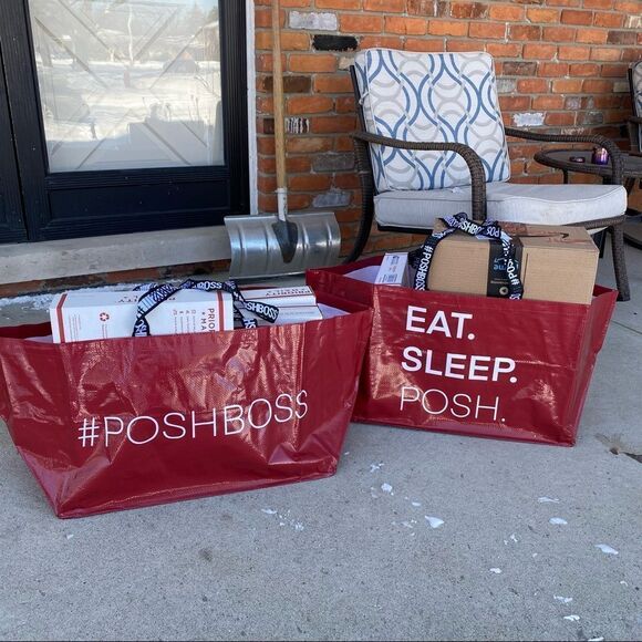 Set of 2 Utility oversized Tarp IKEA-like Tote Bags, Eat Sleep Posh, #Poshboss - Picture 2 of 9